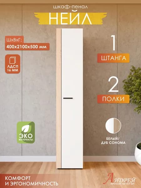 Шкаф для одежды распашной 40х210х50 см Нейл