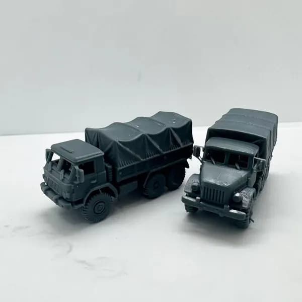 Сборная модель 1/160: 3D-печать: Q-версия военного грузовика с тентом, ретро-военный грузовик