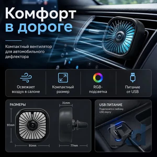 Вентилятор автомобильный, 2.5 Вт
