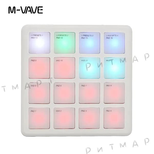 M-VAVE SMC-PAD POCKET SK16 MIDI percussion pad портативный DJ музыкальный RGB программирующий профессиональный клавиатурный контроллер