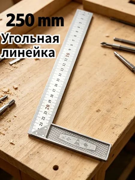 Линейка, угольник строительный 250мм, Металл