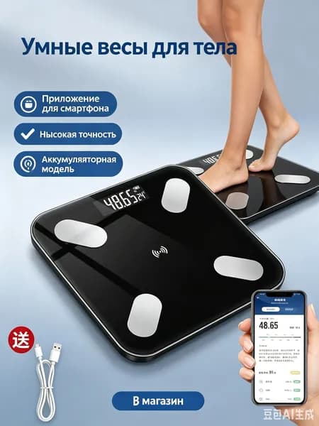 Напольные весы, нагрузка 180 кг, точность 50 г