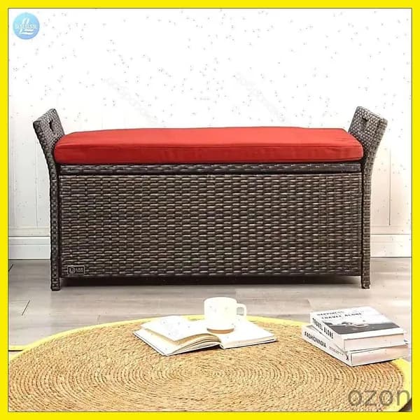 Садовый сундук, Искусственный ротанг (пластик), 96х45х51 см