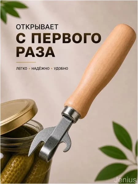 Открывалка 17 см дерево 1 шт бежевый