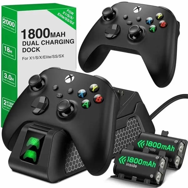 Зарядная станция с индикацией для геймпадов Xbox One S X / Series S X + 2 аккумулятора 1800mAh