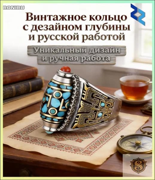 Тибетское винтажное кольцо с молитвой, девятью глазками и бусинами с вставкой из бирюзы ручной работы