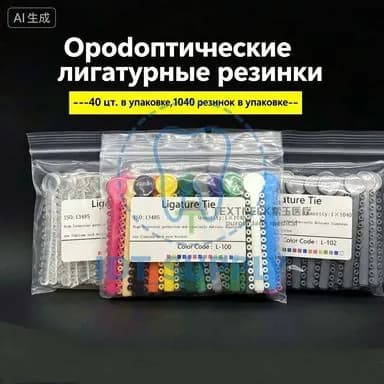 Ортодонтические лигатурные кольца эластичные прозрачные и цветные набор 40 шт
