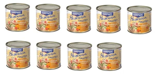 Главпродукт Паштет Нежный с куриной печенью, 240 г , 9шт