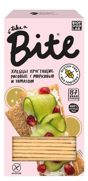 Хлебцы Take a Bite рисовые с морковью и томатом без глютена, 150г