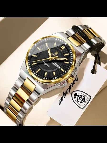 POEDAGAR часы мужские Gold Grey, кварц, водонепроницаемые