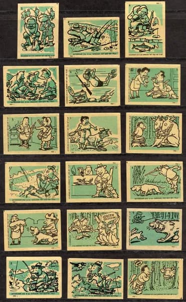 Спичечные этикетки СССР. 1961 год. Весёлая охота. Весёлая рыбалка. Бийская спичечная фабрика.