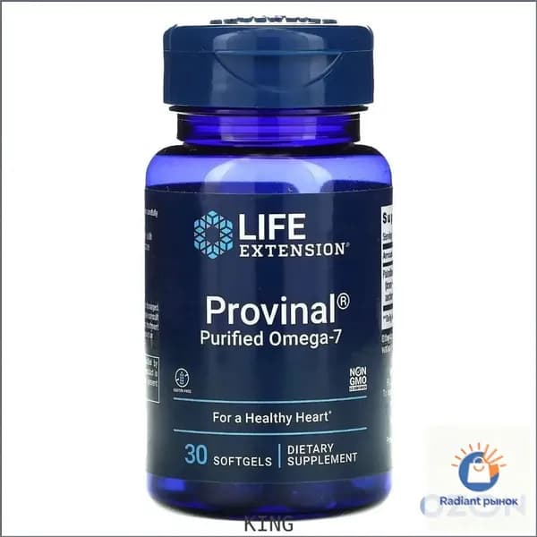 Life Extension, Provinal, очищенная форма омега-7, 30 капсул KING