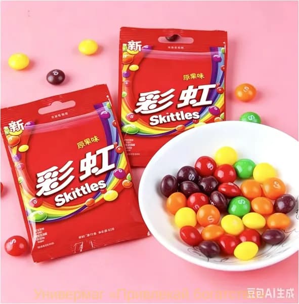 Сладости Skittles с необычным сочетанием цветов и фруктов в удобной упаковке