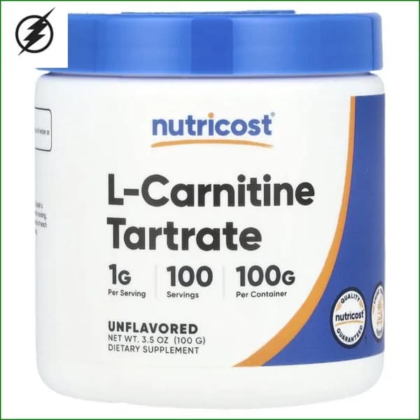 Nutricost, L-карнитин тартрат, без добавок, 100 г (3,5 унции)