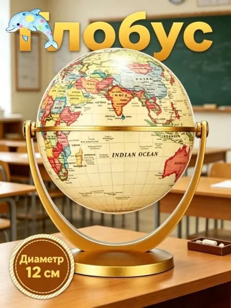 Для изучения географии, глобус, 1 шт.