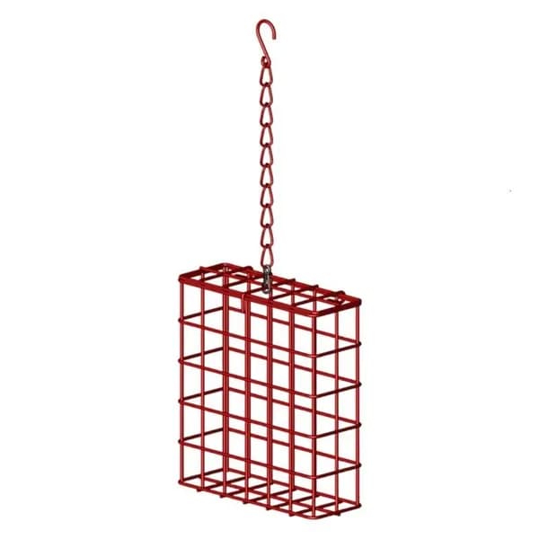 Кормушка квадратная для птиц с цепью 14,5x13 см, - красный