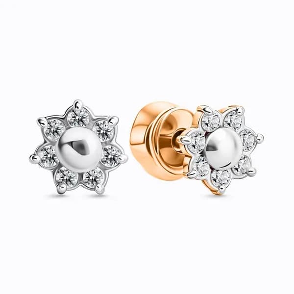Серьги женские с фианитами из красного золота 375 пробы 585GOLD