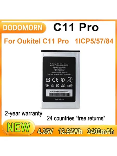 Аккумулятор для ноутбука 3400 мАч, (1ICP5/57/84 Для Oukitel C11 Pro Высококачественная батарея 4,35 В 12,92 Втч)