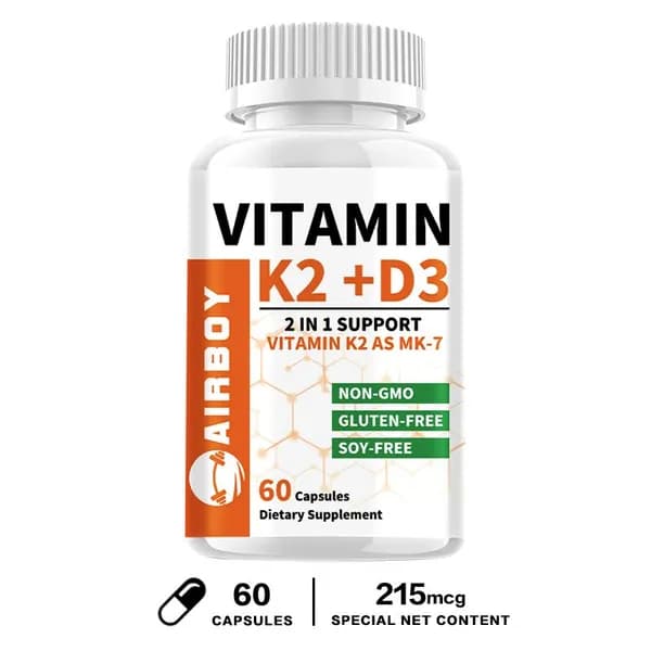 Биологически активная добавка Airboy Vitamin K2 + D3 разработана для улучшения усвоения кальция и содействия его эффективному распределению в костях.