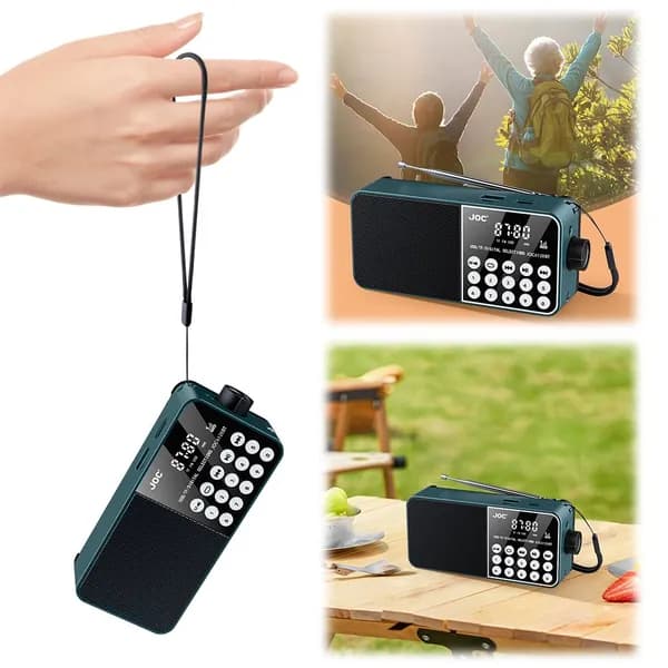 milochic Магнитола FM-радио Светодиодный цифровой дисплей с поддержкой TF-карты и MP3-плеера, 5 Вт, серый