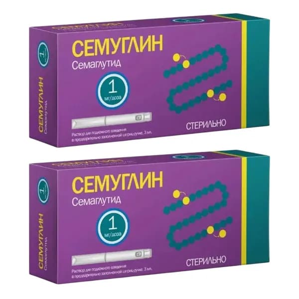 Набор Семуглин раствор для подкожного введения, 1 мг/доза 3 мл + 4 иглы 2 упаковки
