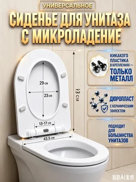 Сиденье для унитаза с микролифтом универсальное