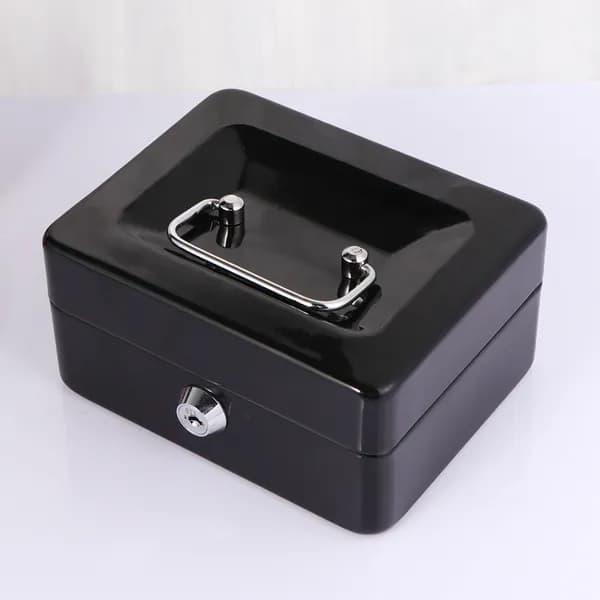 Портативный Сейф ключей 12,5x9.5x5cm Черный толстый металл Кассет для хранения-Подходит для хранения монет, наличных денег, ювелирных изделий и т.д.