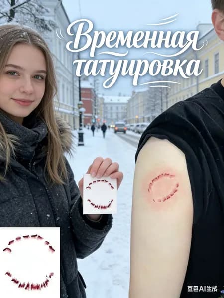 Временная татуировка/Переводные тату,Подходит для розыгрышей/Дня дурака/следов от зубов/игрушек для взрослых