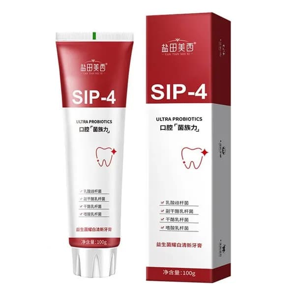Sip-4 Пробиотическая отбеливающая зубная паста для отбеливания и удаления пятен
