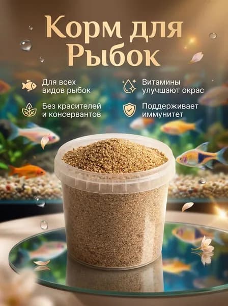 Корм для аквариумных рыб с витаминами для окраса. 130гр