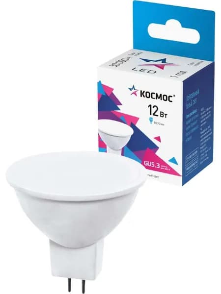 Светодиодная лампа КОСМОС LED JCDR 12Вт 220В GU 5.3 4500K, LkecLED12wJCDRC45
