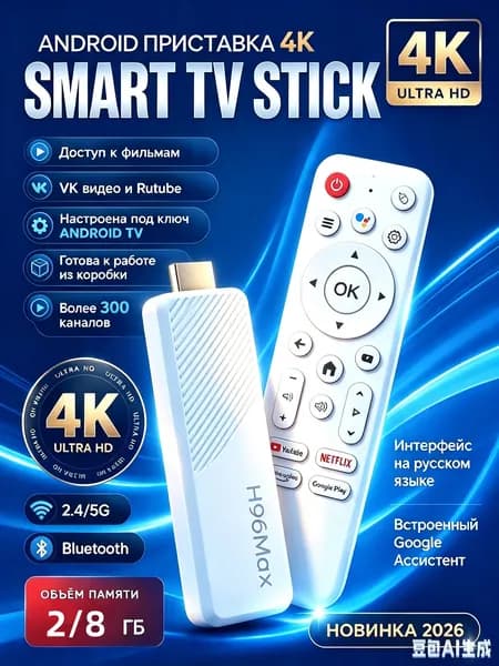 H96Max 3518D Медиаплеер Android, 2 ГБ/8 ГБ, Wi-Fi, Bluetooth, 4K