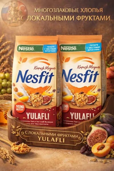Nestle Nesfit Цельнозерновые хлопья из смешанных фруктов, 2x400 г