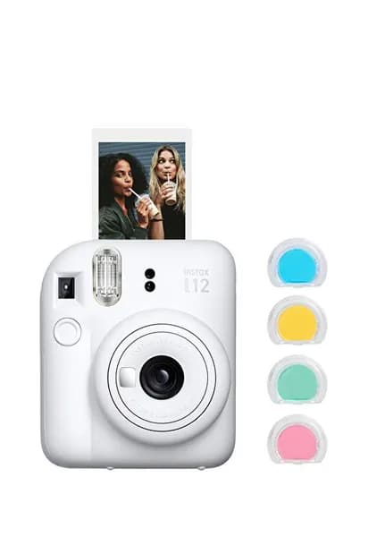 Fujifilm Instax Mini 12 фотоаппарат белый и набор из 4 цветных линз