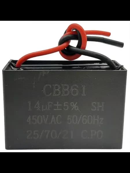 Пусковой конденсатор CBB61 14мкф, 450В гибкие выводы для