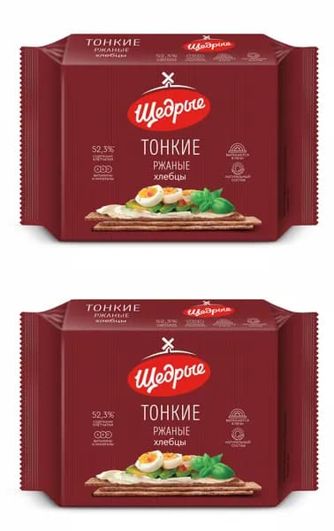 Щедрые Хлебцы хрустящие, тонкие, ржаные, 170 гр, 2 уп/