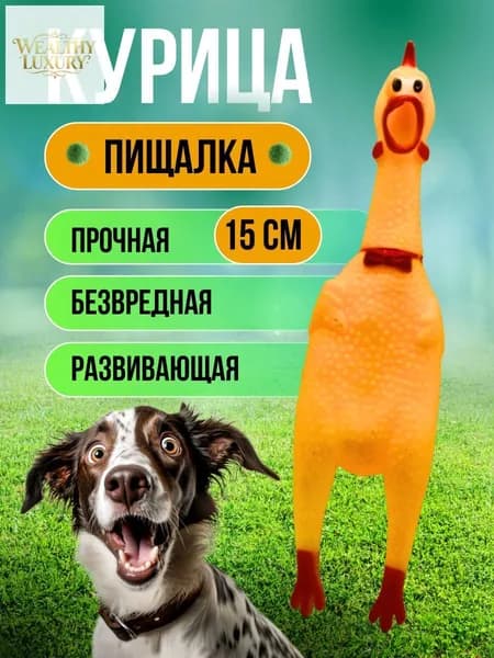 Игрушка для собак и щенков кричащая курица с пищалкой / Развивающая игрушка антистресс для мелких пород 15 см