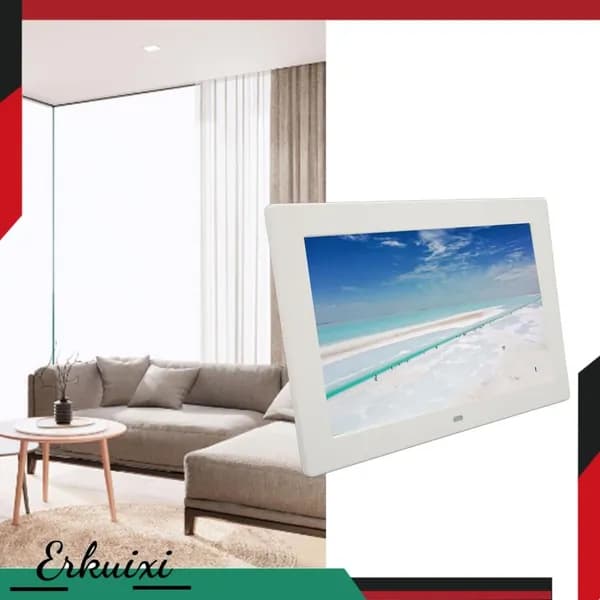 10 Inch Digital Photo Frame, Высококачественный IPS экран, для домашнего использования и подарков Белый европейский стандарт