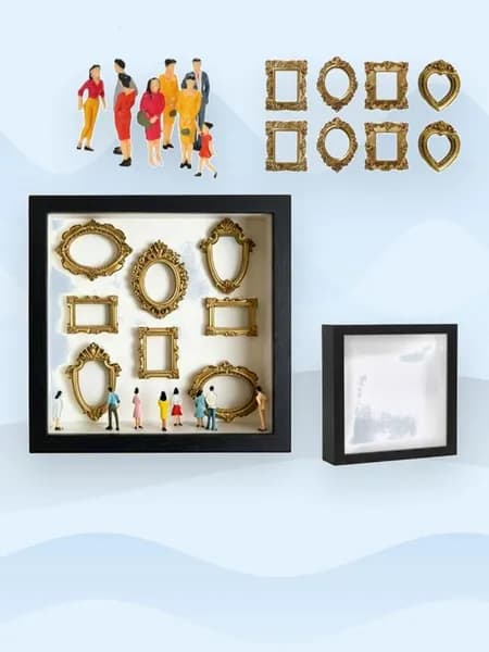 Миниатюрная фоторамка-теневой бокс DIY, Черный без света