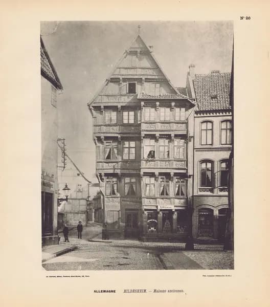 Германия. Город Хильдесхайм. Старый дом. Антикварная фототипия. Берлин, 1896 г.