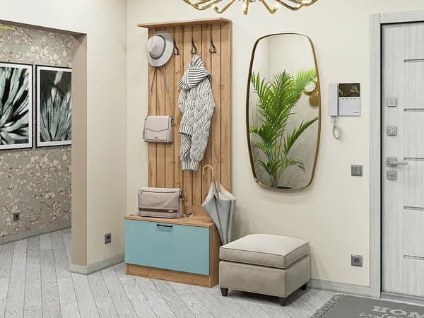 Прихожая Стиль-01, цвет фасада - Grey-green In 2S, цвет каркаса - Дуб Вотан, 2070*800*380