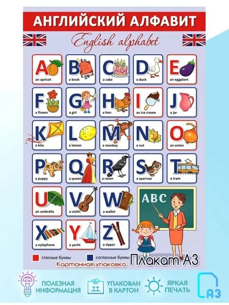 Плакат Английский алфавит формат А3