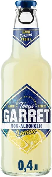 Напиток пивной безалкогольный TONY'S GARRET Hard Lemon Non alcoholic пастеризованный 0,5%, 0.4л