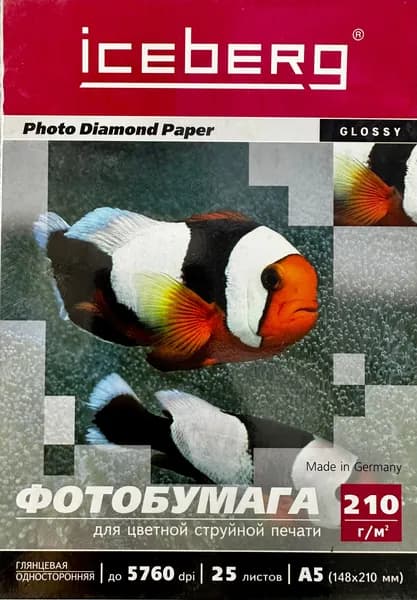 Фотобумага Iceberg Глянцевая 25 листов, А5, 210г/м2