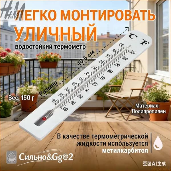 Гибкое качество!Уличный термометр; может использоваться в садах и т.п.; 1