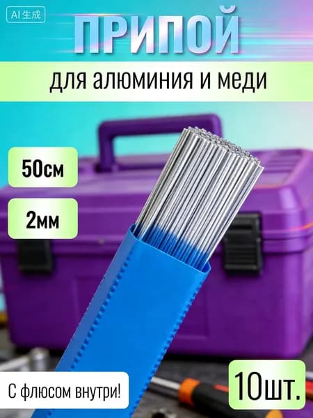 Припой для пайки алюминия с флюсом 10 прутков (50см*2мм)