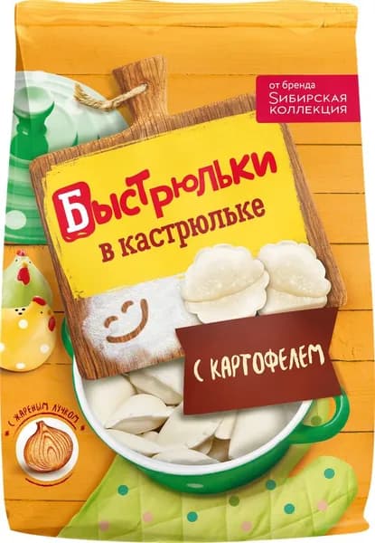 Вареники СИБИРСКАЯ КОЛЛЕКЦИЯ Быстрюльки в кастрюльке, с картофелем, 700г 2 шт.