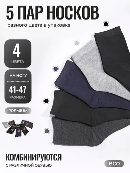 Носки мужские, 5 пар