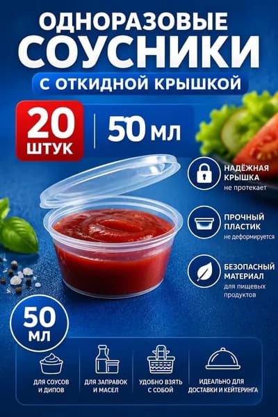 Соусники одноразовые 50мл, 20шт
