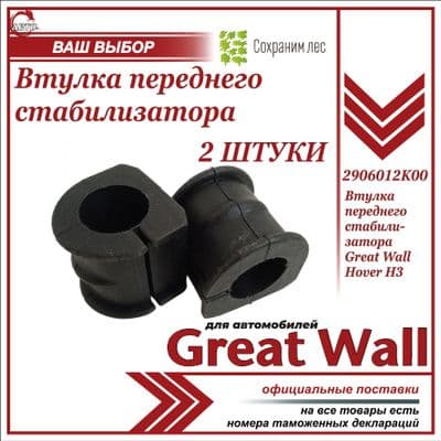 Втулка переднего стабилизатора 2 ШТУКИ для Грейт Вул Ховер Н3 / Great Wall Hover H3 / 2906012K00